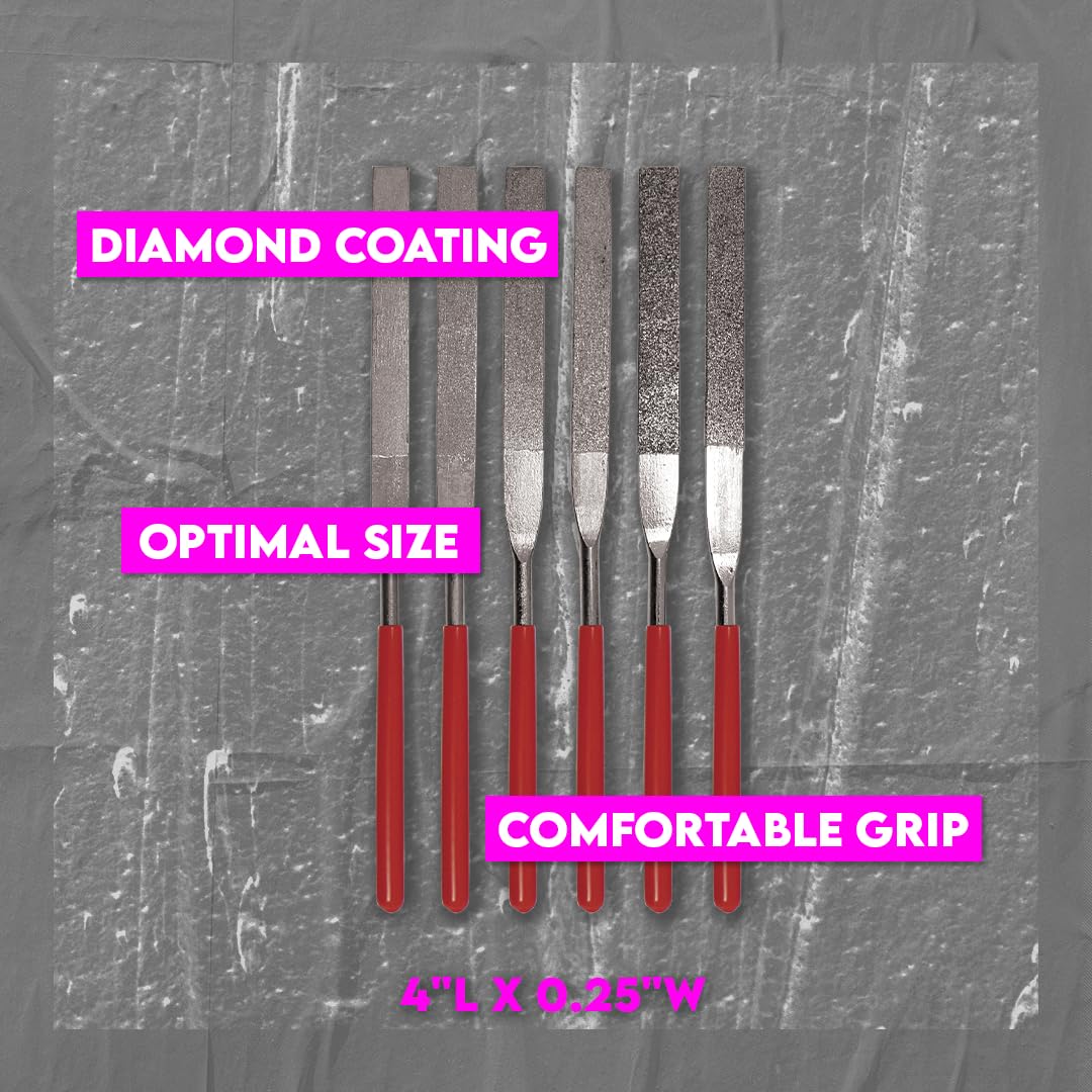 SE 74330DF 6-Piece Flat Diamond Grit File Set - Multi-Grit for